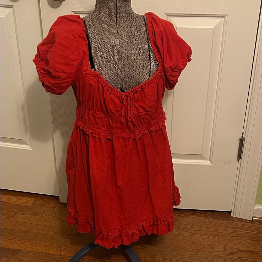 Red Puff Sleeve Dress